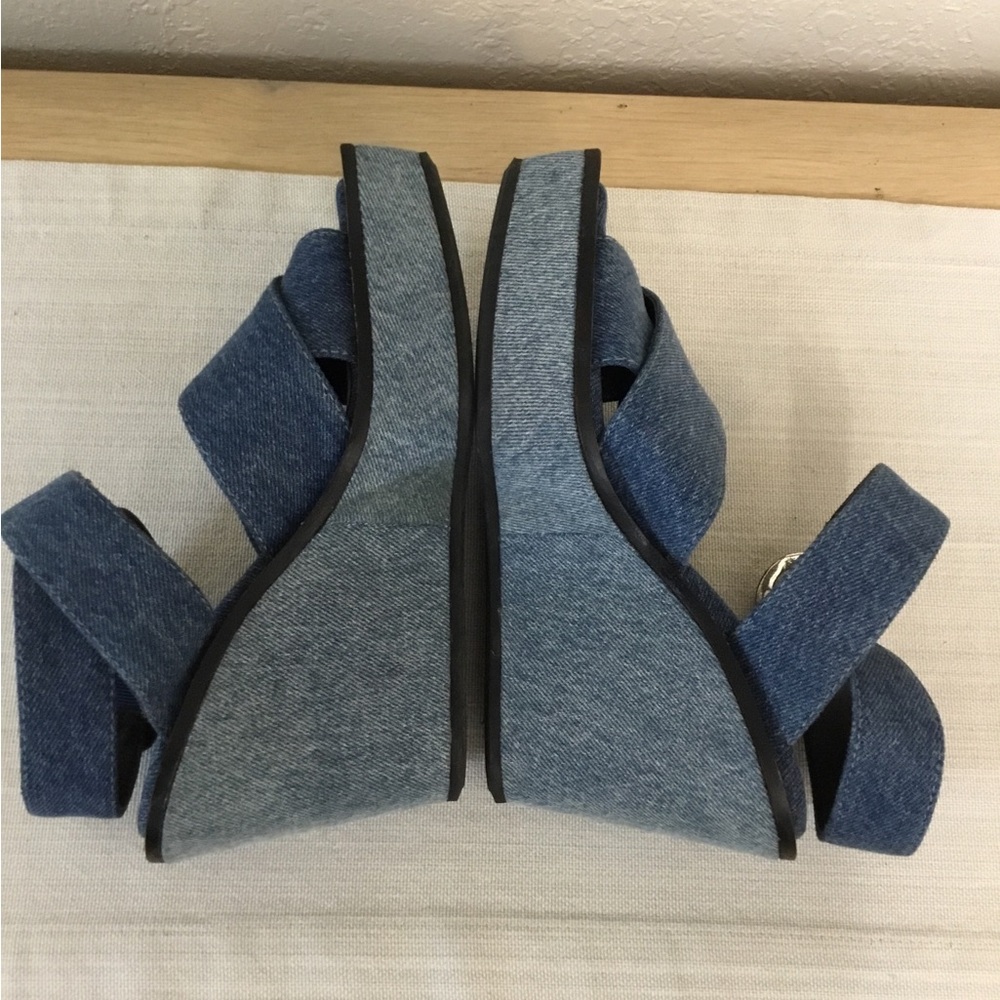 rag & bone Santiago Denim Crisscross Platform Wedge Sandals - Blue Sz.36 - Picture 8 of 11